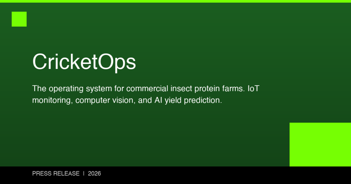 CricketOps Launches Operating Platform for the Growing Insect Protein Farming Industry